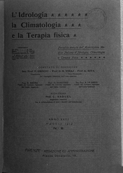 L'idrologia, la climatologia e la terapia fisica periodico mensile dell'Associazione medica italiana d'idrologia, climatologia e terapia fisica