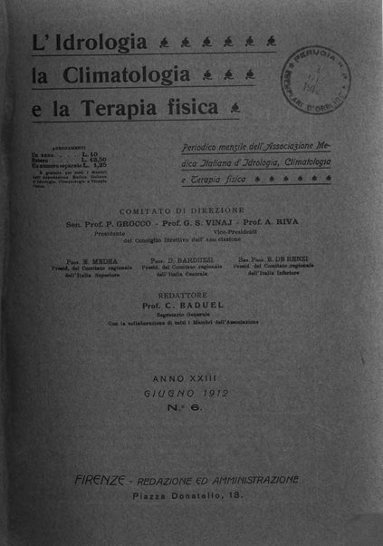 L'idrologia, la climatologia e la terapia fisica periodico mensile dell'Associazione medica italiana d'idrologia, climatologia e terapia fisica