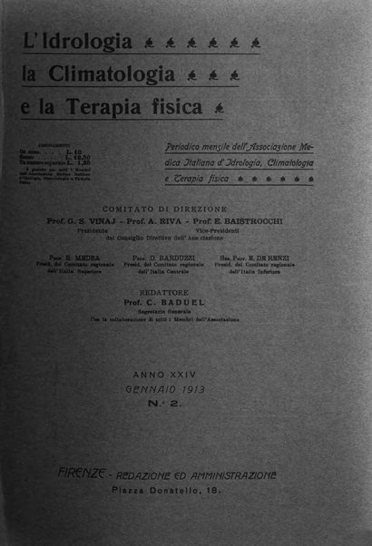 L'idrologia, la climatologia e la terapia fisica periodico mensile dell'Associazione medica italiana d'idrologia, climatologia e terapia fisica