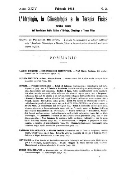 L'idrologia, la climatologia e la terapia fisica periodico mensile dell'Associazione medica italiana d'idrologia, climatologia e terapia fisica