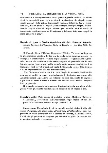 L'idrologia, la climatologia e la terapia fisica periodico mensile dell'Associazione medica italiana d'idrologia, climatologia e terapia fisica