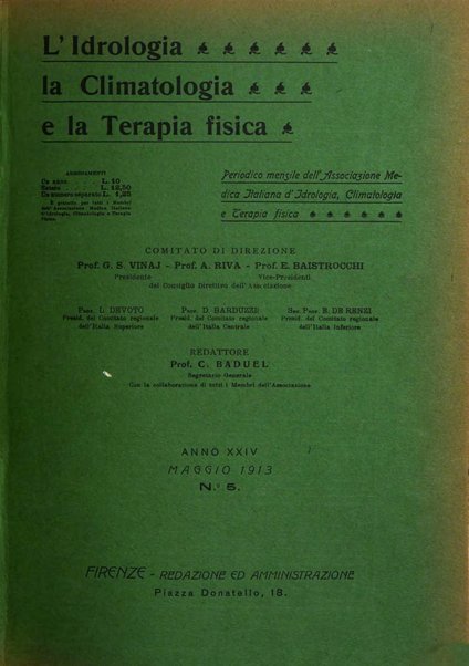 L'idrologia, la climatologia e la terapia fisica periodico mensile dell'Associazione medica italiana d'idrologia, climatologia e terapia fisica