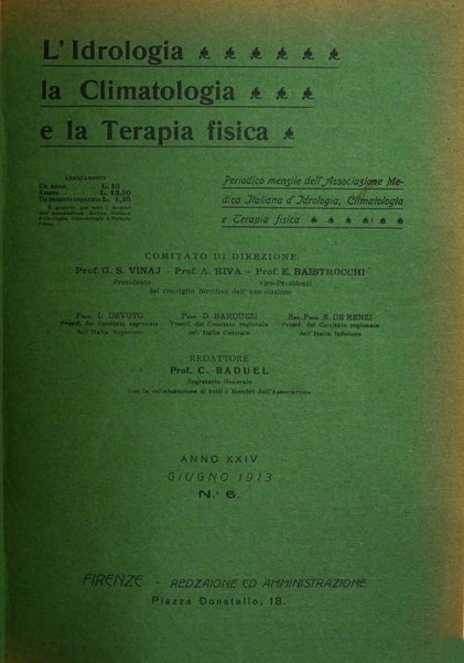 L'idrologia, la climatologia e la terapia fisica periodico mensile dell'Associazione medica italiana d'idrologia, climatologia e terapia fisica