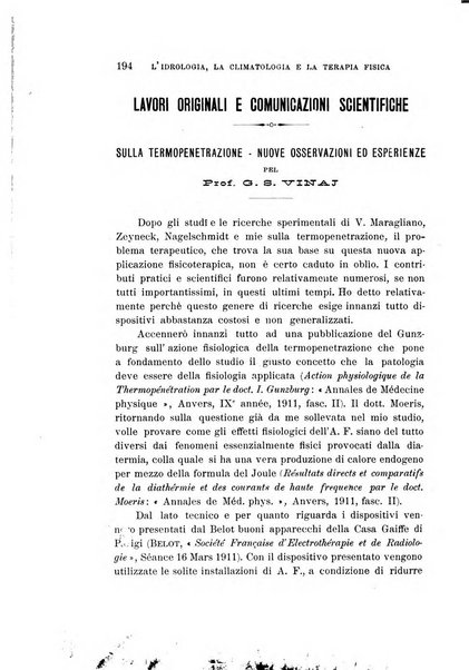 L'idrologia, la climatologia e la terapia fisica periodico mensile dell'Associazione medica italiana d'idrologia, climatologia e terapia fisica