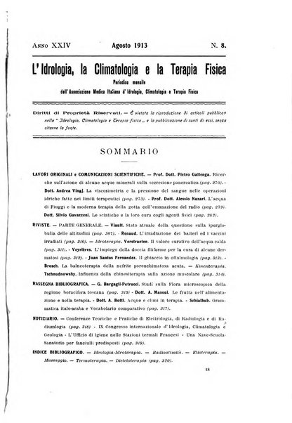 L'idrologia, la climatologia e la terapia fisica periodico mensile dell'Associazione medica italiana d'idrologia, climatologia e terapia fisica