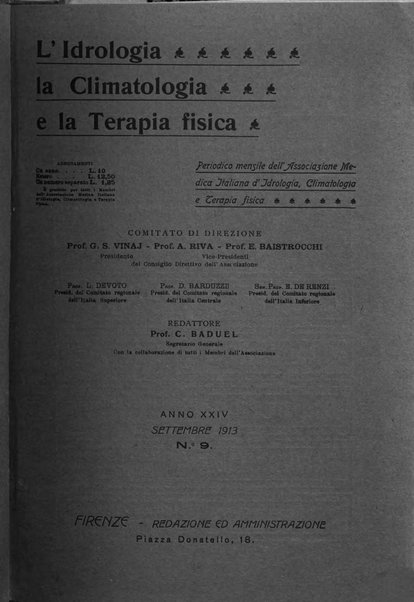 L'idrologia, la climatologia e la terapia fisica periodico mensile dell'Associazione medica italiana d'idrologia, climatologia e terapia fisica