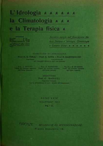 L'idrologia, la climatologia e la terapia fisica periodico mensile dell'Associazione medica italiana d'idrologia, climatologia e terapia fisica