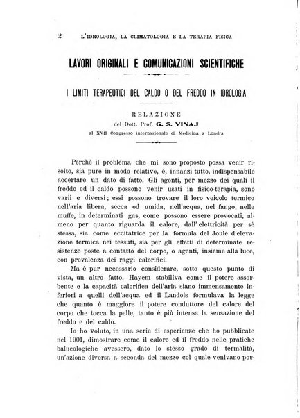 L'idrologia, la climatologia e la terapia fisica periodico mensile dell'Associazione medica italiana d'idrologia, climatologia e terapia fisica