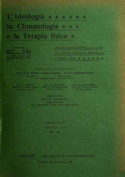 L'idrologia, la climatologia e la terapia fisica periodico mensile dell'Associazione medica italiana d'idrologia, climatologia e terapia fisica