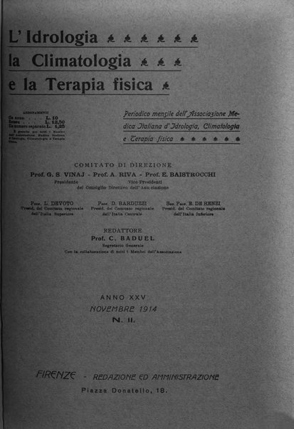 L'idrologia, la climatologia e la terapia fisica periodico mensile dell'Associazione medica italiana d'idrologia, climatologia e terapia fisica