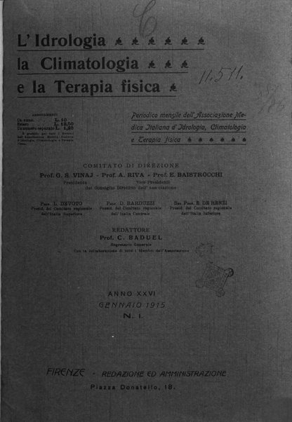 L'idrologia, la climatologia e la terapia fisica periodico mensile dell'Associazione medica italiana d'idrologia, climatologia e terapia fisica