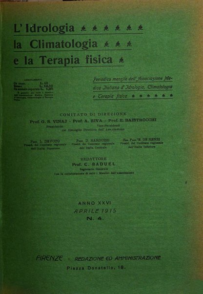 L'idrologia, la climatologia e la terapia fisica periodico mensile dell'Associazione medica italiana d'idrologia, climatologia e terapia fisica