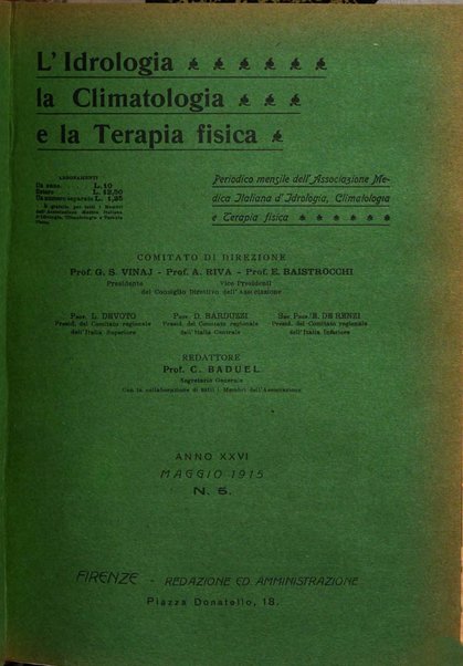 L'idrologia, la climatologia e la terapia fisica periodico mensile dell'Associazione medica italiana d'idrologia, climatologia e terapia fisica