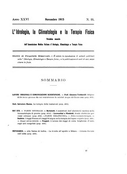 L'idrologia, la climatologia e la terapia fisica periodico mensile dell'Associazione medica italiana d'idrologia, climatologia e terapia fisica