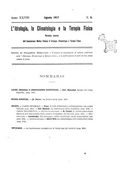 L'idrologia, la climatologia e la terapia fisica periodico mensile dell'Associazione medica italiana d'idrologia, climatologia e terapia fisica