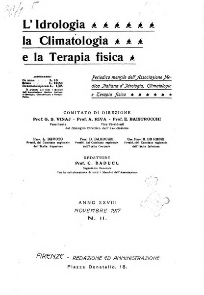 L'idrologia, la climatologia e la terapia fisica periodico mensile dell'Associazione medica italiana d'idrologia, climatologia e terapia fisica