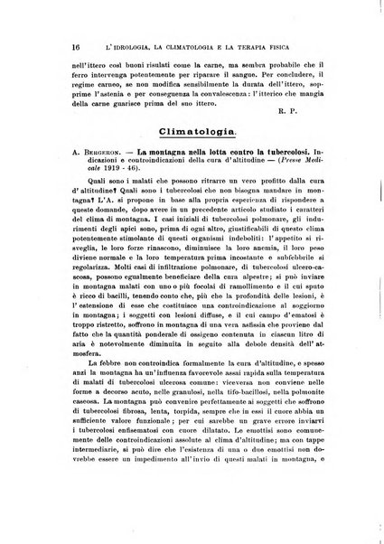 L'idrologia, la climatologia e la terapia fisica periodico mensile dell'Associazione medica italiana d'idrologia, climatologia e terapia fisica