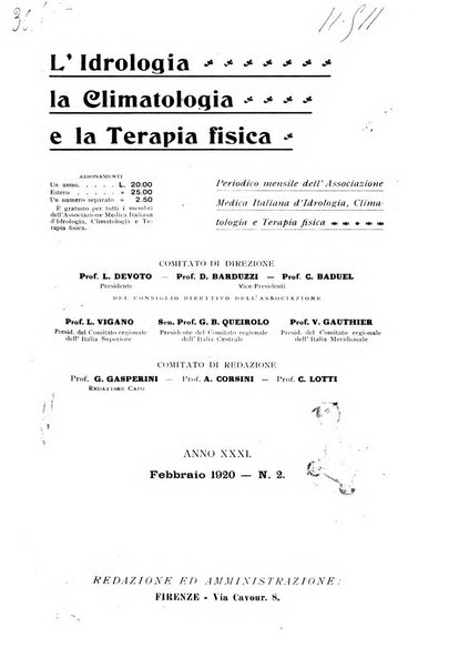 L'idrologia, la climatologia e la terapia fisica periodico mensile dell'Associazione medica italiana d'idrologia, climatologia e terapia fisica