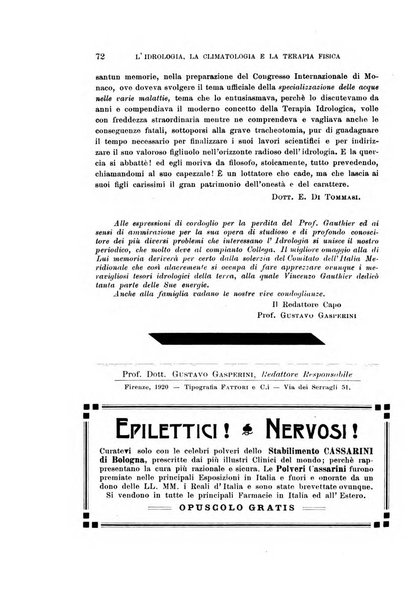 L'idrologia, la climatologia e la terapia fisica periodico mensile dell'Associazione medica italiana d'idrologia, climatologia e terapia fisica