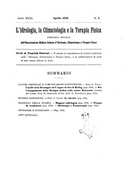 L'idrologia, la climatologia e la terapia fisica periodico mensile dell'Associazione medica italiana d'idrologia, climatologia e terapia fisica