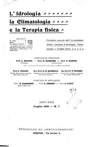 L'idrologia, la climatologia e la terapia fisica periodico mensile dell'Associazione medica italiana d'idrologia, climatologia e terapia fisica