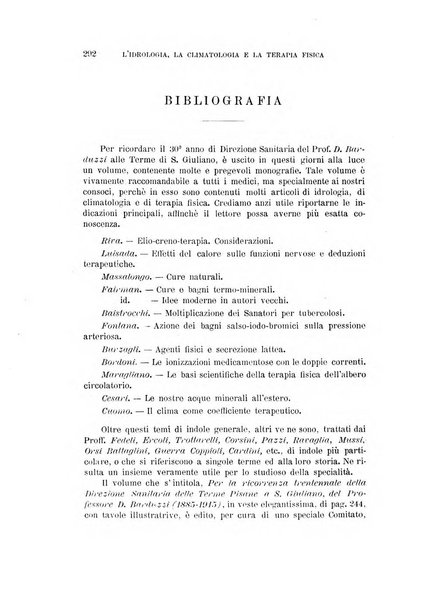 L'idrologia, la climatologia e la terapia fisica periodico mensile dell'Associazione medica italiana d'idrologia, climatologia e terapia fisica