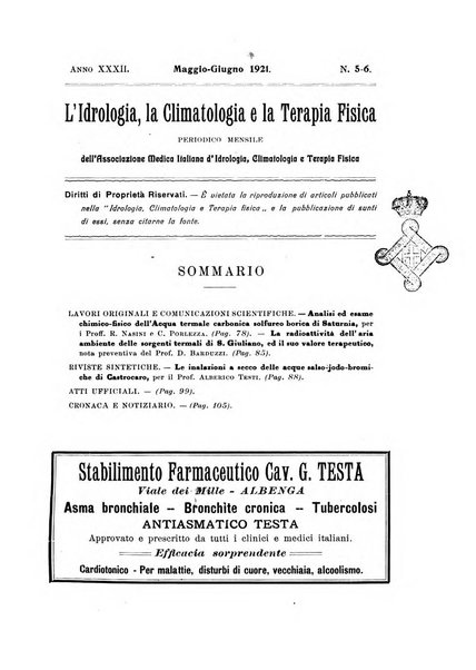 L'idrologia, la climatologia e la terapia fisica periodico mensile dell'Associazione medica italiana d'idrologia, climatologia e terapia fisica