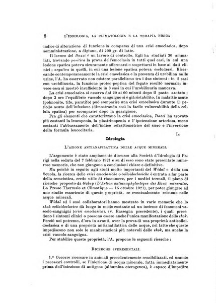 L'idrologia, la climatologia e la terapia fisica periodico mensile dell'Associazione medica italiana d'idrologia, climatologia e terapia fisica