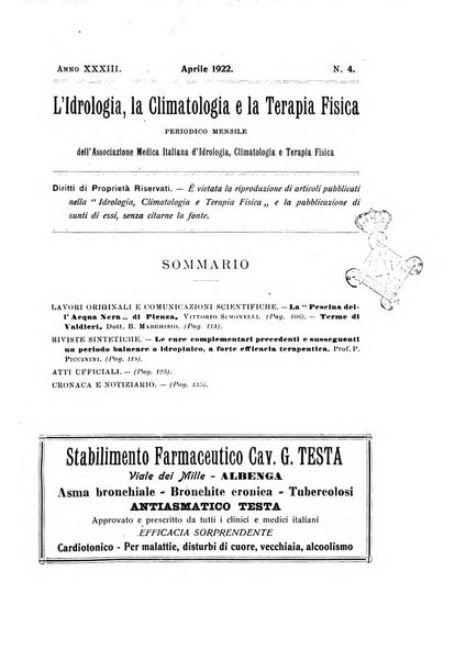 L'idrologia, la climatologia e la terapia fisica periodico mensile dell'Associazione medica italiana d'idrologia, climatologia e terapia fisica