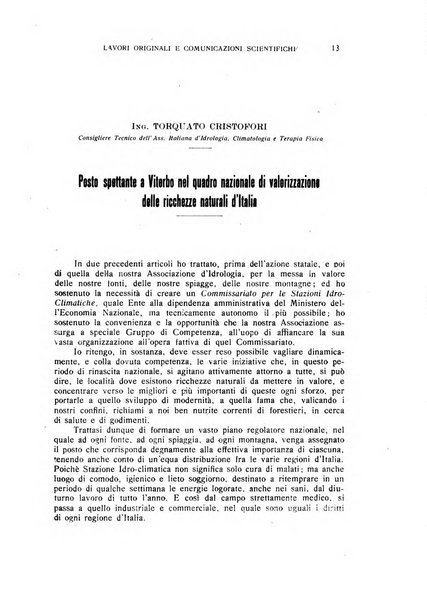 Rivista di idrologia, climatologia e terapia fisica periodico mensile dell'Associazione medica italiana di idrologia, climatologia e terapia fisica