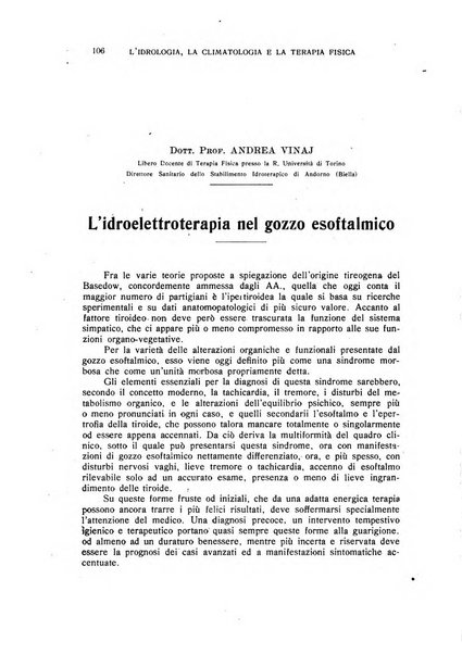 Rivista di idrologia, climatologia e terapia fisica periodico mensile dell'Associazione medica italiana di idrologia, climatologia e terapia fisica