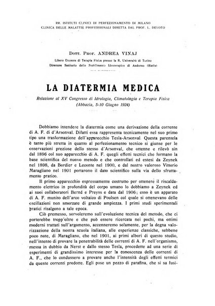 Rivista di idrologia, climatologia e terapia fisica periodico mensile dell'Associazione medica italiana di idrologia, climatologia e terapia fisica