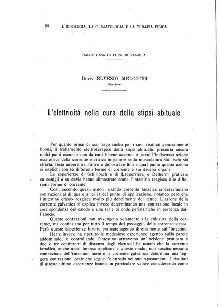 Rivista di idrologia, climatologia e terapia fisica periodico mensile dell'Associazione medica italiana di idrologia, climatologia e terapia fisica