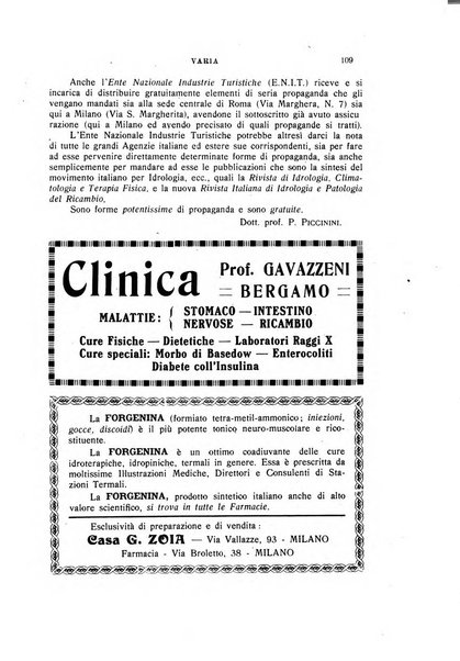 Rivista di idrologia, climatologia e terapia fisica periodico mensile dell'Associazione medica italiana di idrologia, climatologia e terapia fisica