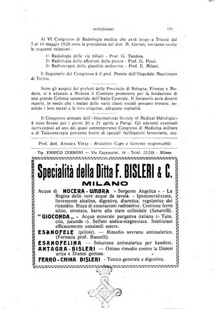 Rivista di idrologia, climatologia e terapia fisica periodico mensile dell'Associazione medica italiana di idrologia, climatologia e terapia fisica