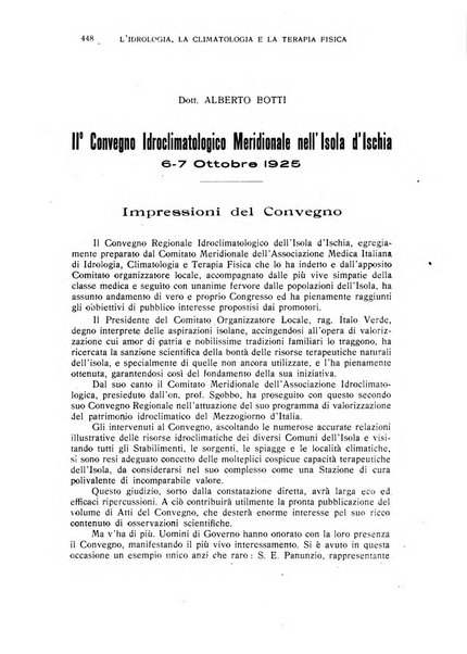 Rivista di idrologia, climatologia e terapia fisica periodico mensile dell'Associazione medica italiana di idrologia, climatologia e terapia fisica