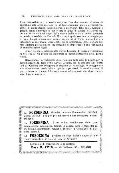 Rivista di idrologia, climatologia e terapia fisica periodico mensile dell'Associazione medica italiana di idrologia, climatologia e terapia fisica