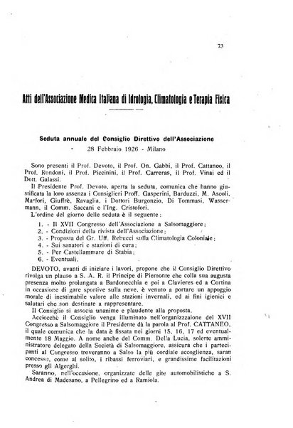 Rivista di idrologia, climatologia e terapia fisica periodico mensile dell'Associazione medica italiana di idrologia, climatologia e terapia fisica