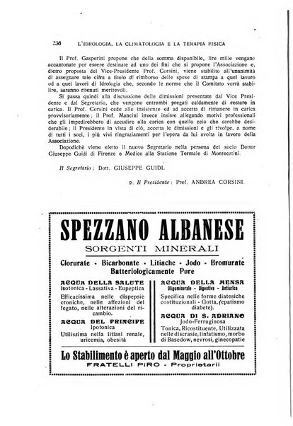 Rivista di idrologia, climatologia e terapia fisica periodico mensile dell'Associazione medica italiana di idrologia, climatologia e terapia fisica