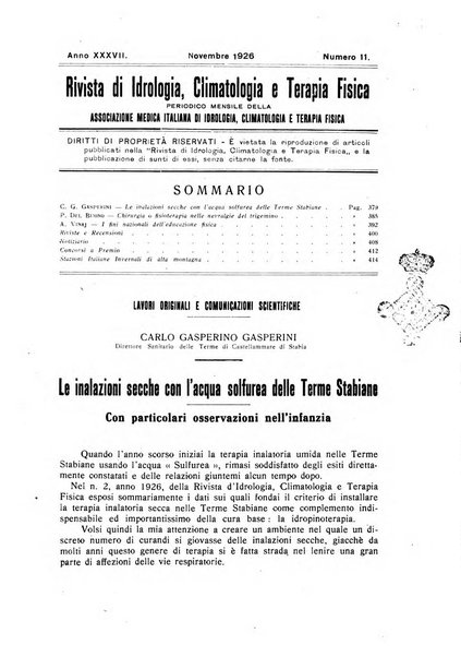 Rivista di idrologia, climatologia e terapia fisica periodico mensile dell'Associazione medica italiana di idrologia, climatologia e terapia fisica