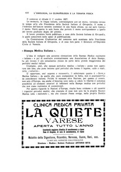 Rivista di idrologia, climatologia e terapia fisica periodico mensile dell'Associazione medica italiana di idrologia, climatologia e terapia fisica