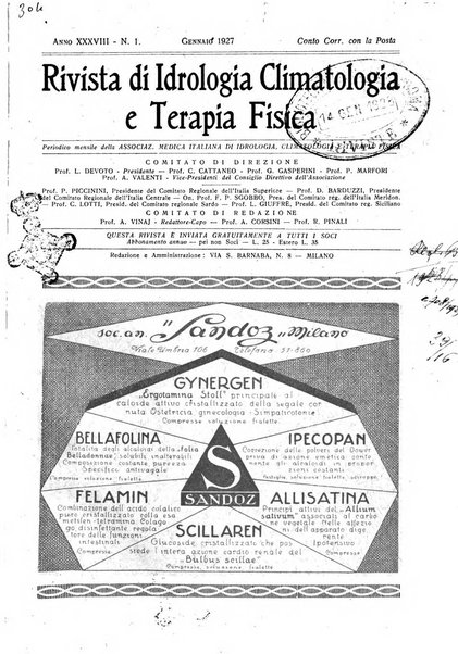 Rivista di idrologia, climatologia e terapia fisica periodico mensile dell'Associazione medica italiana di idrologia, climatologia e terapia fisica