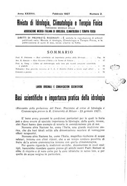 Rivista di idrologia, climatologia e terapia fisica periodico mensile dell'Associazione medica italiana di idrologia, climatologia e terapia fisica