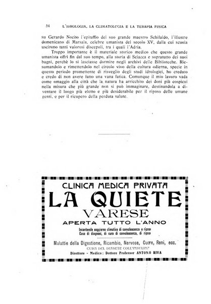 Rivista di idrologia, climatologia e terapia fisica periodico mensile dell'Associazione medica italiana di idrologia, climatologia e terapia fisica