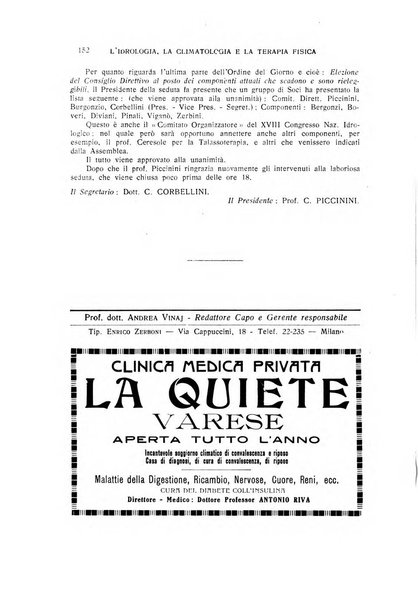 Rivista di idrologia, climatologia e terapia fisica periodico mensile dell'Associazione medica italiana di idrologia, climatologia e terapia fisica