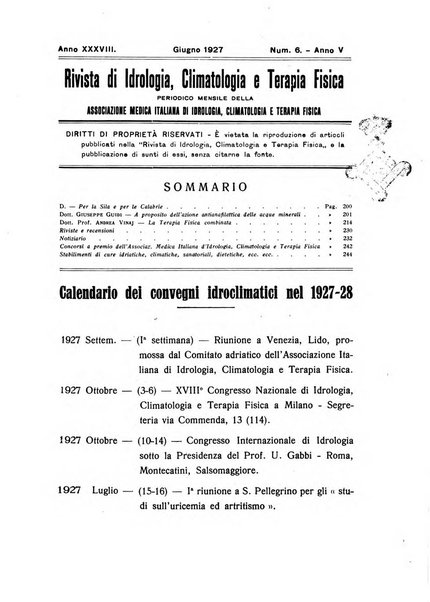 Rivista di idrologia, climatologia e terapia fisica periodico mensile dell'Associazione medica italiana di idrologia, climatologia e terapia fisica