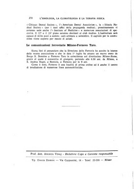 Rivista di idrologia, climatologia e terapia fisica periodico mensile dell'Associazione medica italiana di idrologia, climatologia e terapia fisica