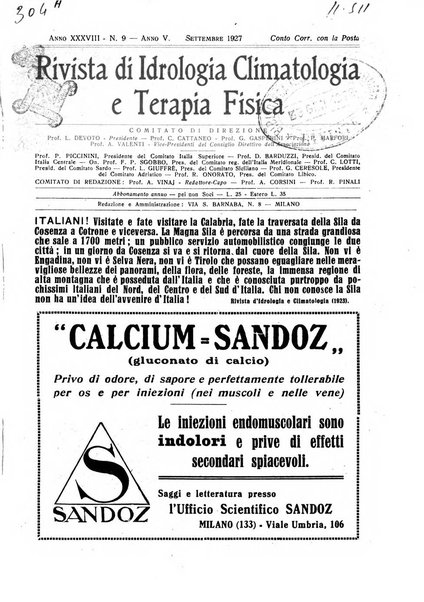 Rivista di idrologia, climatologia e terapia fisica periodico mensile dell'Associazione medica italiana di idrologia, climatologia e terapia fisica