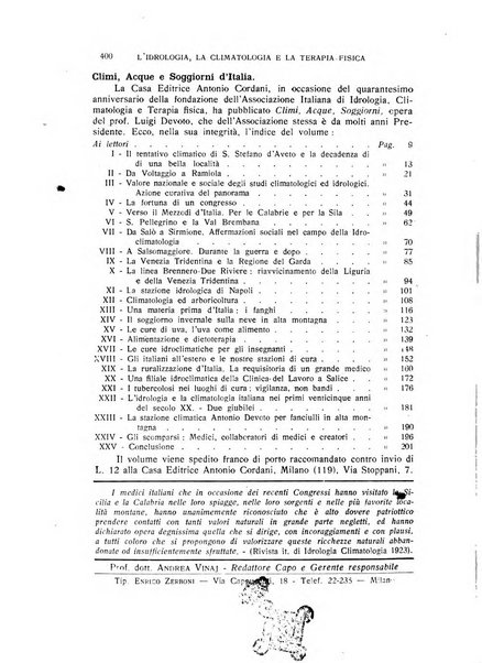 Rivista di idrologia, climatologia e terapia fisica periodico mensile dell'Associazione medica italiana di idrologia, climatologia e terapia fisica