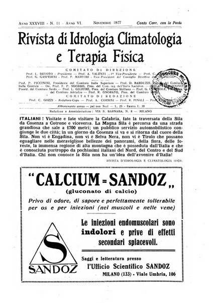 Rivista di idrologia, climatologia e terapia fisica periodico mensile dell'Associazione medica italiana di idrologia, climatologia e terapia fisica